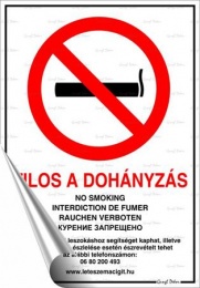 Információs matrica, 21x30 cm, "Tilos a dohányzás!"
