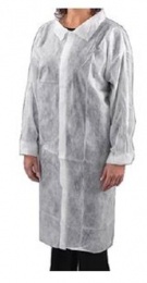 Látogató köpeny, egyszer használatos, tépőzáras, polipropilén, 20g, XL méret, fehér