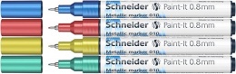 Akrilmarker készlet, 0,8 mm, SCHNEIDER "Paint-It 010", 4 különböző metálszín